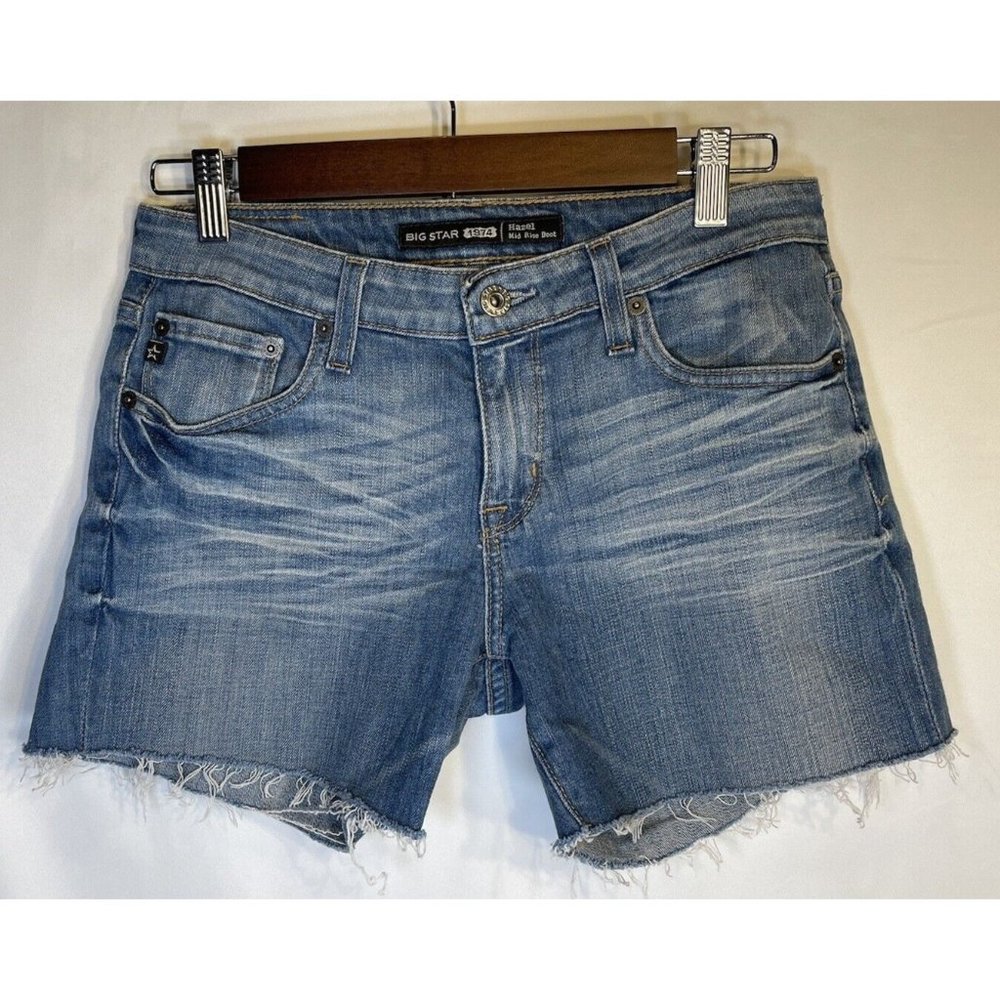 Big Star Womens 1974 Hazel Mid Rise Boot Jeans Cut-off Size 28